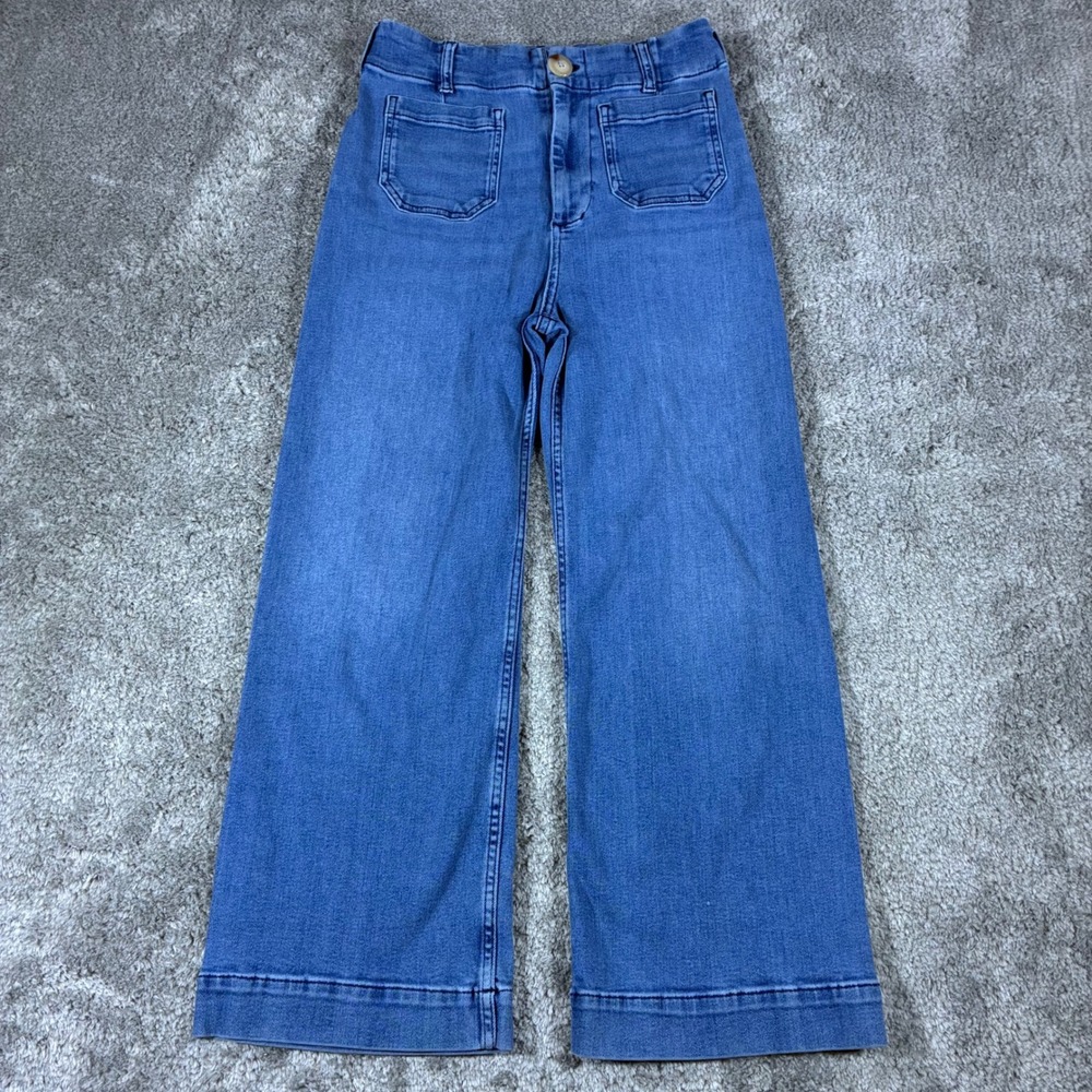 Anthropologie Maeve The Colette Jeans Womens 28 Blue High Rise Wide Leg Denim